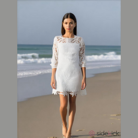 Shoshanna Mini Dress 2 Holland White Gaipure Lace Cottage Fairy Wedding - Picture 12 of 12